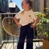 Pantalon gaze coton doublé écru marine enfant | Dream By C