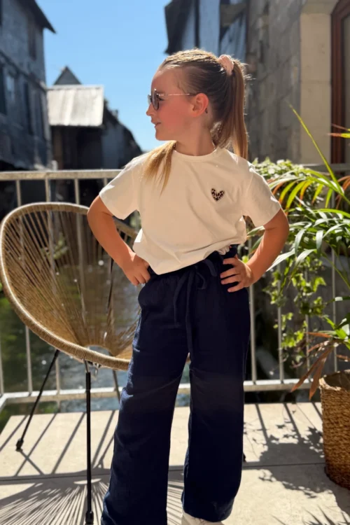 Pantalon gaze coton doublé écru marine enfant | Dream By C