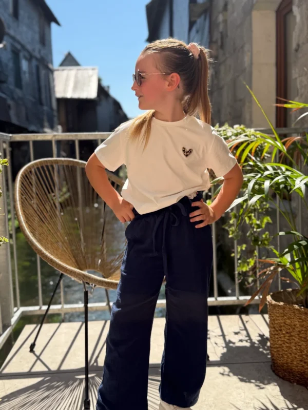 Pantalon gaze coton doublé écru marine enfant | Dream By C