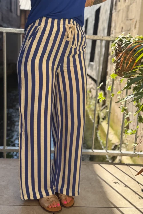 Pantalon rayures bleues rétro femme | Dream By C
