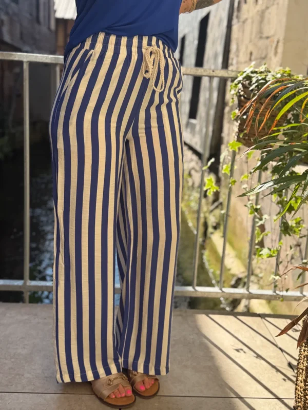 Pantalon rayures bleues rétro femme | Dream By C