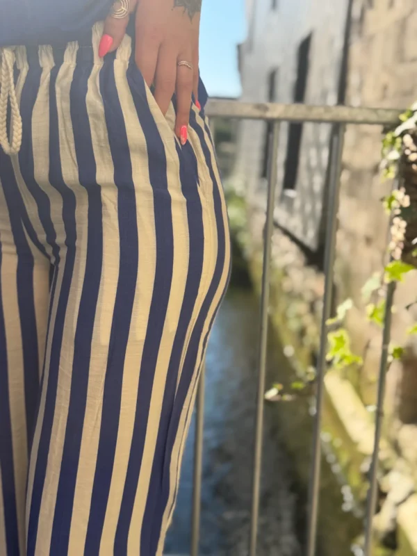 Pantalon rayures bleues rétro femme | Dream By C