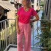 Pantalon Gaze Coton Rayé - Rose Bébé & Rouge | Dream By C