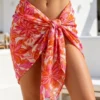 Paréo Rose Orange Feuille - Taille Unique | Dream By C