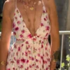 Robe Dos Nu Fleurie Rose - Bretelles Croisées | Dream By C
