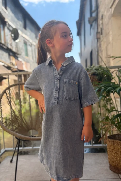 Robe jean femme cœur doré bleu délavé | Dream By C