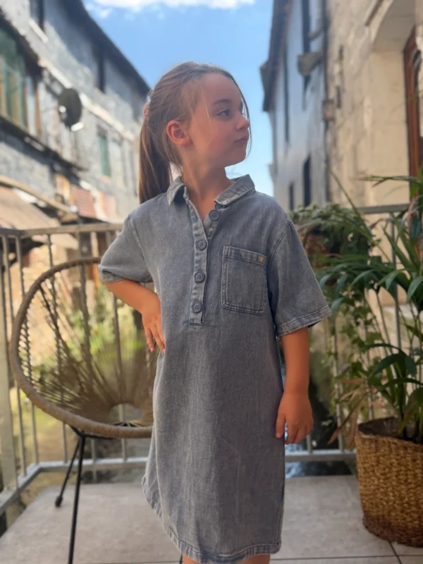 Robe jean femme cœur doré bleu délavé | Dream By C