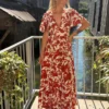 Robe bohème terracotta écru longue | Dream By C