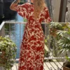 Robe bohème terracotta écru longue | Dream By C