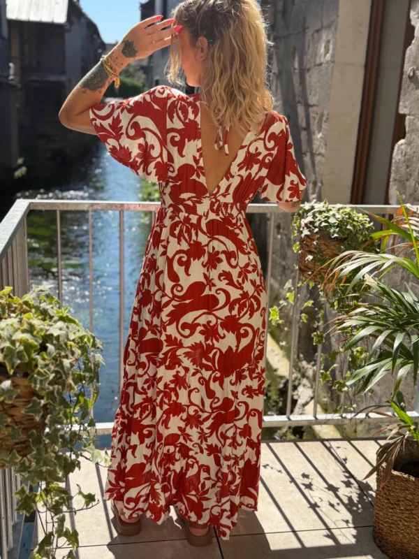Robe bohème terracotta écru longue | Dream By C
