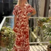 Robe bohème terracotta écru longue | Dream By C
