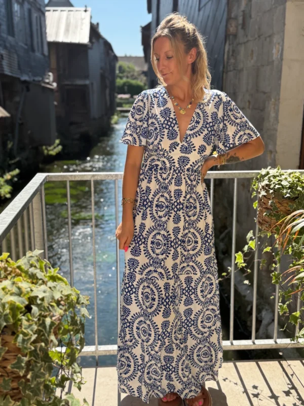 Robe longue blanche bleue femme | Dream By C