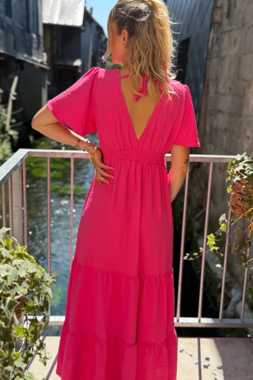Robe bohème rose fuchsia longue femme | Dream By C