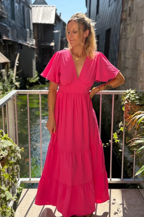 Robe bohème rose fuchsia longue femme | Dream By C