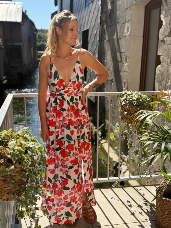 Robe fleurie fluide bretelles longue | Dream By C