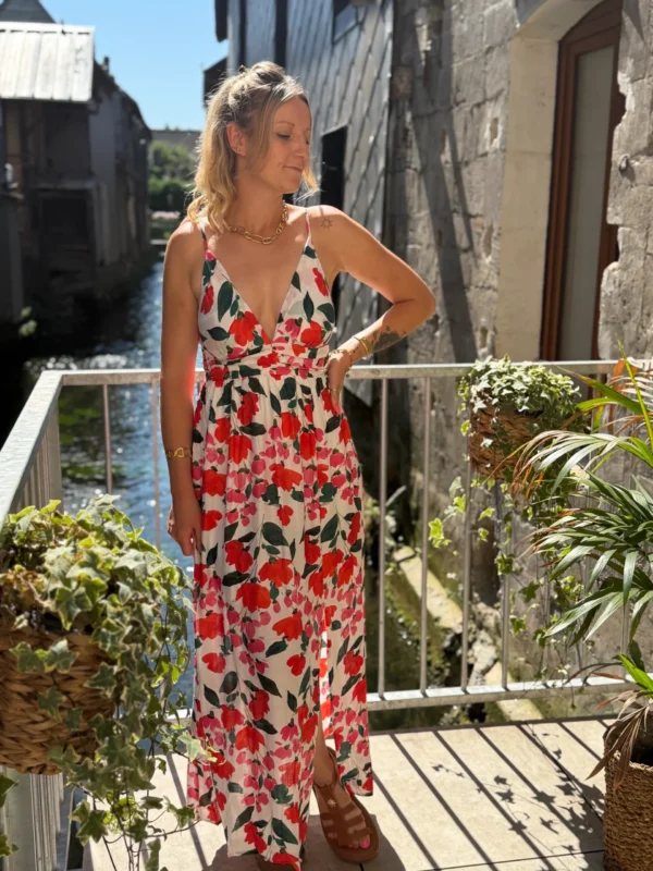 Robe fleurie fluide bretelles longue | Dream By C