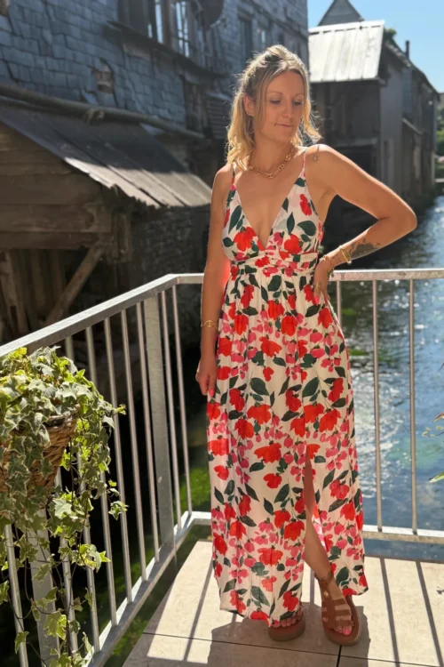 Robe fleurie fluide bretelles longue | Dream By C