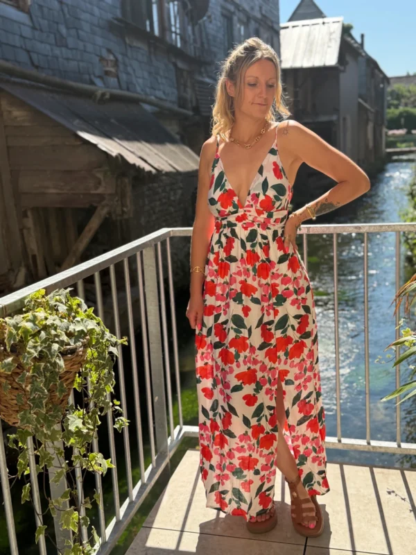 Robe fleurie fluide bretelles longue | Dream By C