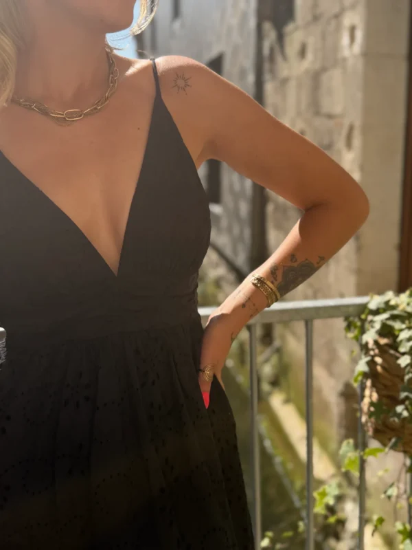 Robe Noire Broderie Anglaise - Longue Coton | Dream By C