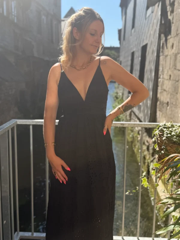 Robe Noire Broderie Anglaise - Longue Coton | Dream By C