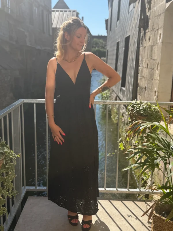 Robe Noire Broderie Anglaise - Longue Coton | Dream By C