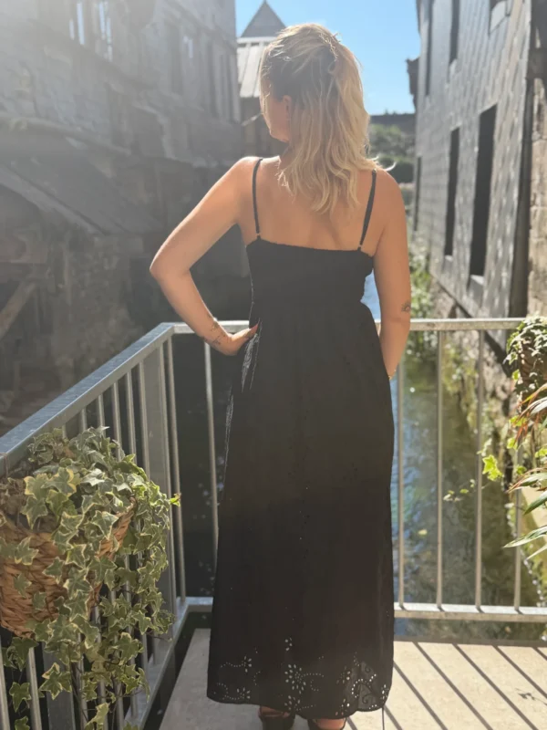 Robe Noire Broderie Anglaise - Longue Coton | Dream By C