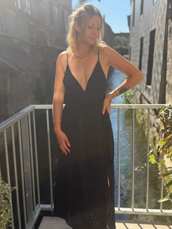 Robe Noire Broderie Anglaise - Longue Coton | Dream By C
