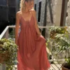 Robe Longue Été Terracotta - Dos Nu Bretelles Fines | Dream By C