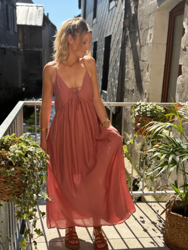 Robe Longue Été Terracotta - Dos Nu Bretelles Fines | Dream By C