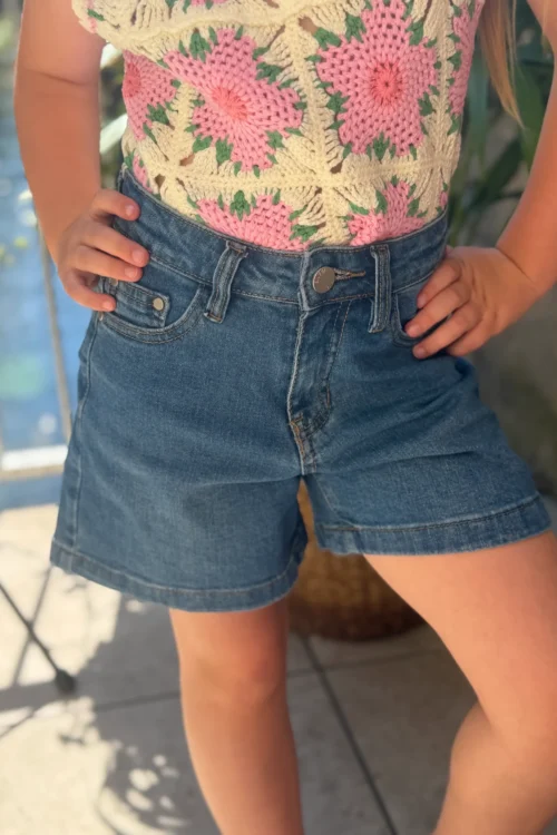 Short jean cœur brodé rouge enfant | Dream By C