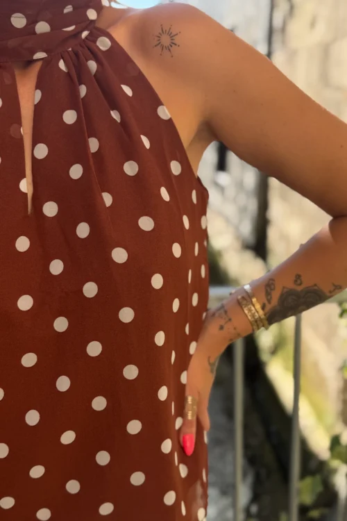 -top-chic-chocolat-a-pois-blancs- Top Chocolat Pois Blancs - Chic & Tendance | Dream By C