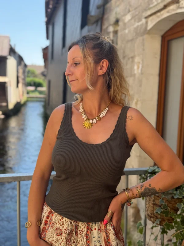 Top maille côtelée couleur femme | Dream By C