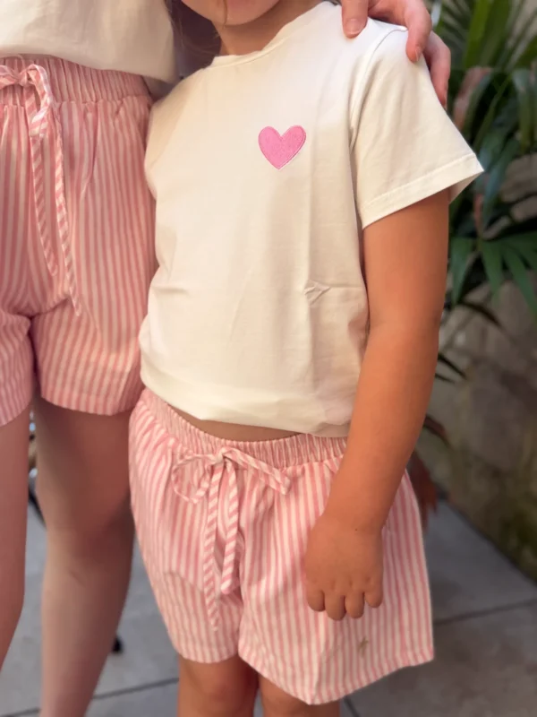 T-shirt blanc cœur brodé enfant | Dream By C