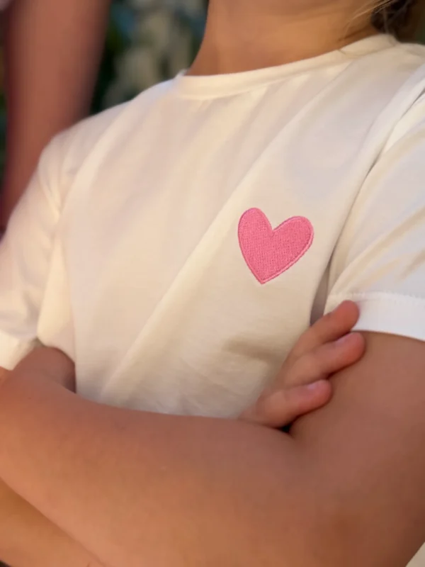 T-shirt blanc cœur brodé enfant | Dream By C