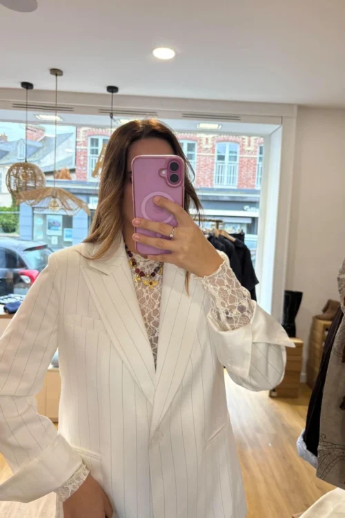 Blazer Oversize Blanc Rayé | Dream By C