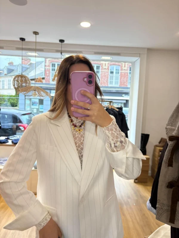 Blazer Oversize Blanc Rayé | Dream By C