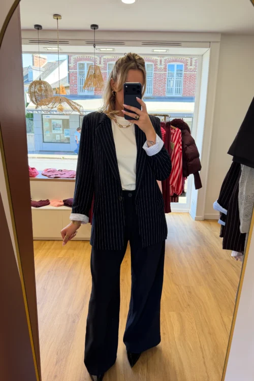 blazers-a-rayures-tendances-dbc Blazer Oversize Rayures Épaulettes | Dream By C