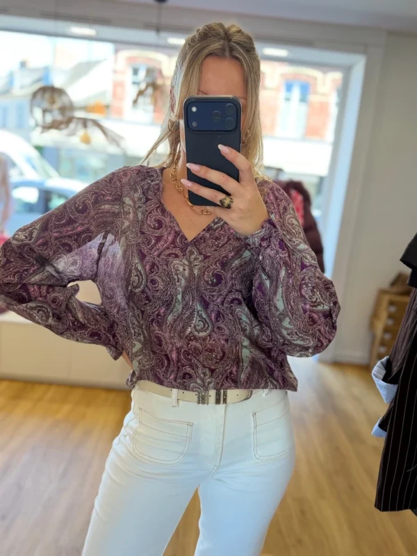 Blouse Cachemire Violet Rose Turquoise | Dream By C