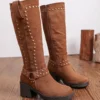 Bottes Camel Clous Dorés – Talon 5 cm | Dream By C