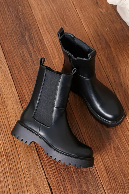 Bottines Noires Empiècement Élastiqué | Dream By C