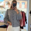 Chemise Vichy Marine Col Volants Brodée | Dream By C