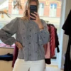 Chemise Vichy Marine Col Volants Brodée | Dream By C