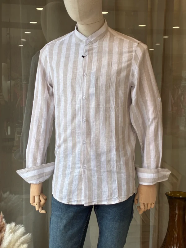 -chemises-grosses-rayures-hommes-de-couleur Chemise Grosses Rayures Homme Col Mao | Dream By C