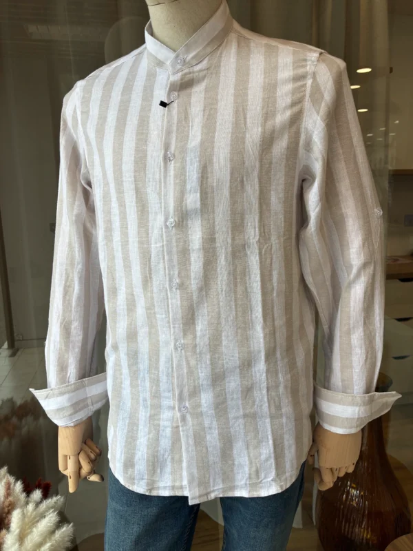 chemises-grosses-rayures-hommes-de-couleur-dbc- Chemise Grosses Rayures Homme Col Mao | Dream By C