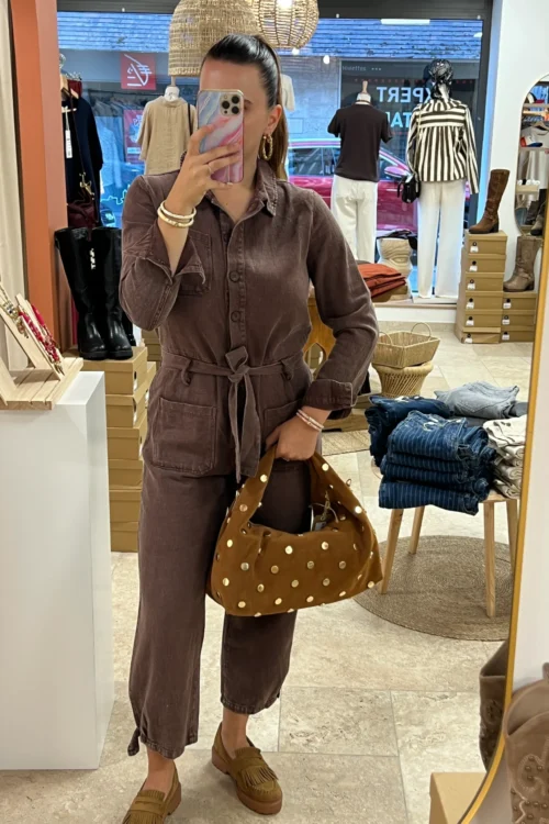 Combinaison Pantalon Jean Chocolat Chiné | Dream By C