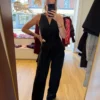 Ensemble Satin Cache-Cœur Noir Boucle Dorée | Dream By C