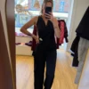 Ensemble Satin Cache-Cœur Noir Boucle Dorée | Dream By C