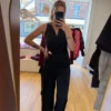 Ensemble Satin Cache-Cœur Noir Boucle Dorée | Dream By C