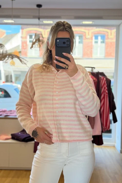 gilet-mariniere-rose-et-blanc- Gilet Marinière Rose et Blanc | Dream By C