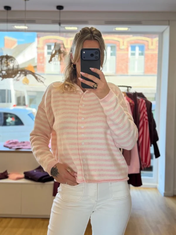 Gilet Marinière Rose et Blanc | Dream By C